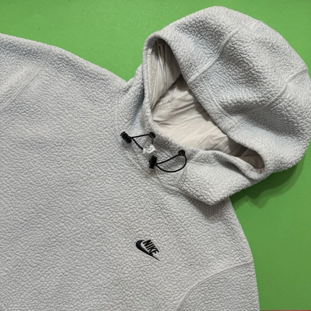 Nike Hoodie Sherpa Fleece Pullover Swoosh Logo Glacier Blue Gray DD5013-072 Men